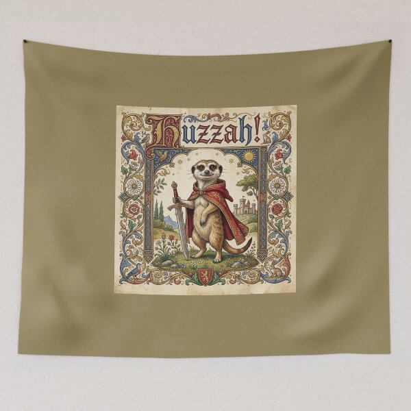 Item preview, Huzzah Meerkat Medieval Manuscript – Cute Knight Art T-Shirt designed and sold by Comfort-shirt.
