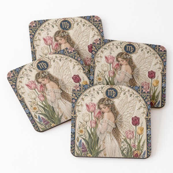 Item preview, Virgo Zodiac Floral Fairy – Medieval Fantasy Embroidery Art designed and sold by doinitzart.