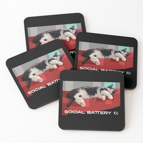 Item preview, Social Battery 1% Tuxedo Cat Meme – Sleepy Cat on Abstract Couch designed and sold by Comfort-shirt.