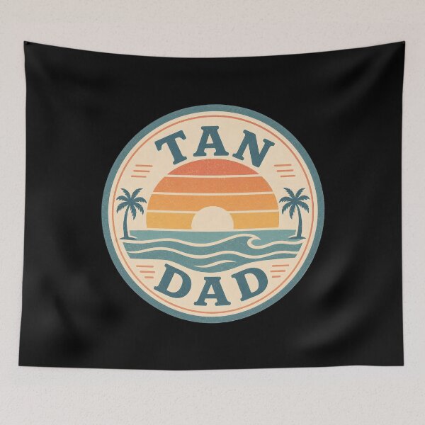 Item preview, Vintage Tan Dad Sunset Beach Sticker Retro Ocean Waves Palm Trees designed and sold by FestivityFinds.