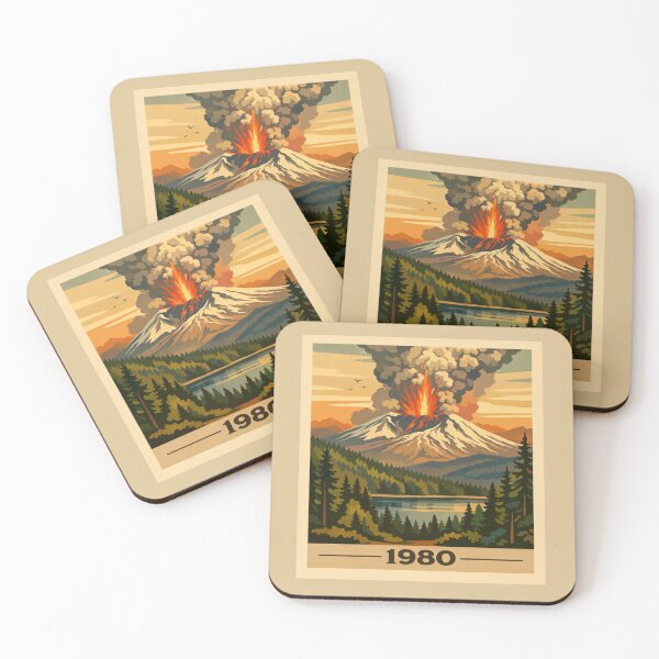 Item preview, 1980 - Mount St. Helens Retro Nature Poster T-Shirt designed and sold by Comfort-shirt.