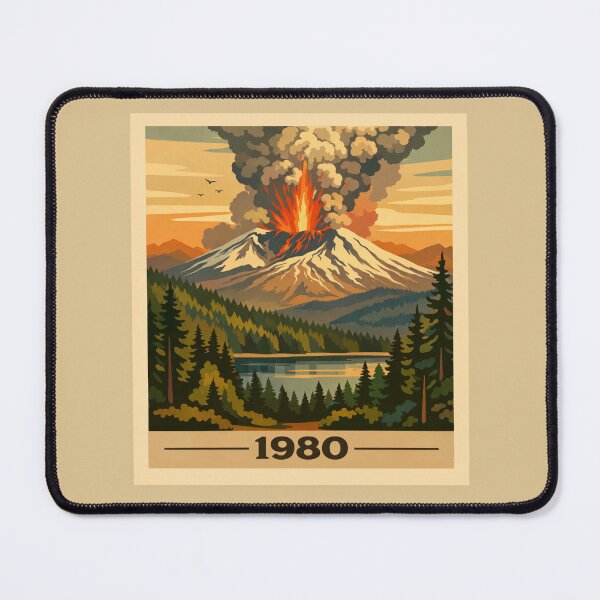 Item preview, 1980 - Mount St. Helens Retro Nature Poster T-Shirt designed and sold by Comfort-shirt.
