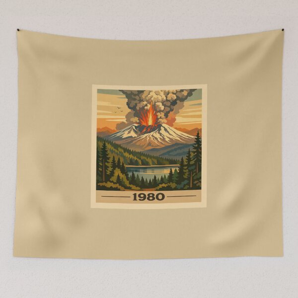 Item preview, 1980 - Mount St. Helens Retro Nature Poster T-Shirt designed and sold by Comfort-shirt.