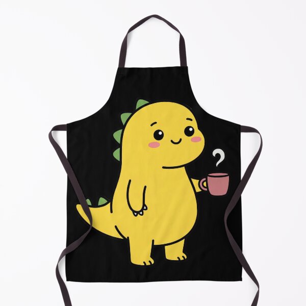 Item preview, Cute Yellow Dinosaur Drinking Coffee Kawaii Dino designed and sold by seven things shop.
