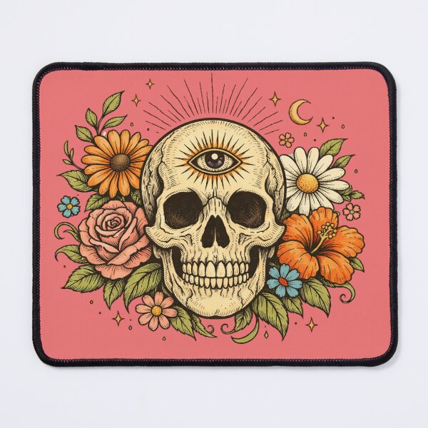 Item preview, Boho Skull Graphic Tee – Whimsigoth Retro Hippie Art designed and sold by Comfort-shirt.