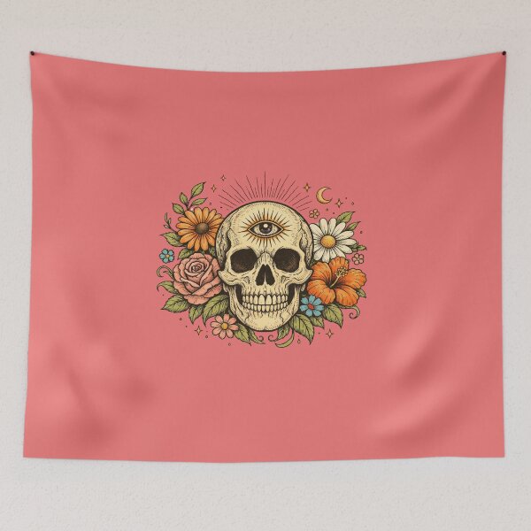 Item preview, Boho Skull Graphic Tee – Whimsigoth Retro Hippie Art designed and sold by Comfort-shirt.