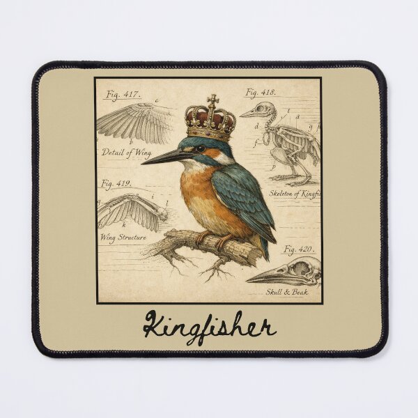 Item preview, Kingfisher - Vintage Anatomy Illustration – Crowned Bird Study designed and sold by Comfort-shirt.