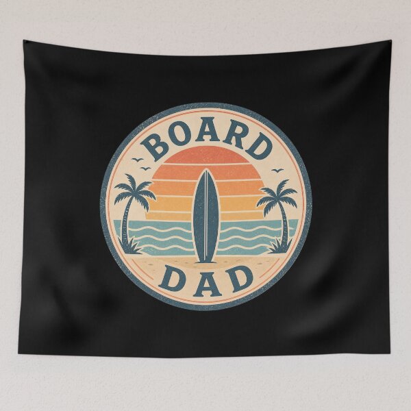 Item preview, Vintage Board Dad Surfboard Sunset Beach Sticker Retro Palm Tree Ocean Vibes designed and sold by FestivityFinds.