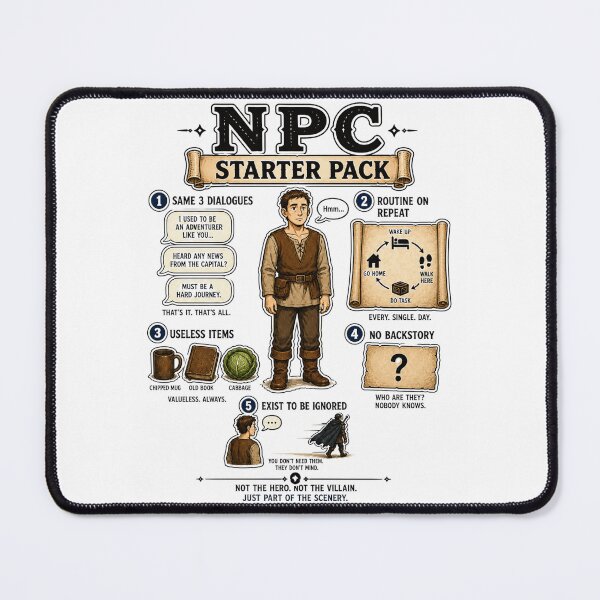 Item preview, NPC Starter Pack Meme – Funny RPG Gaming Character Design designed and sold by Airimo.