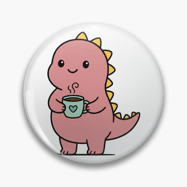 Item preview, Kawaii Pink Dinosaur Coffee Time designed and sold by seven things shop.