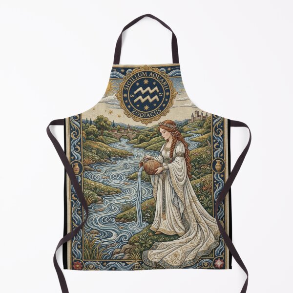 Item preview, Aquarius Zodiac Flow of Divine Energy – Medieval Fantasy Embroidery Art designed and sold by doinitzart.