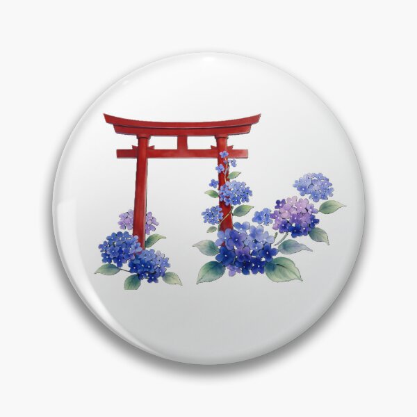 Item preview, Serene Torii Gate and Hydrangeas in Rainy Season designed and sold by SakuraMarket26.