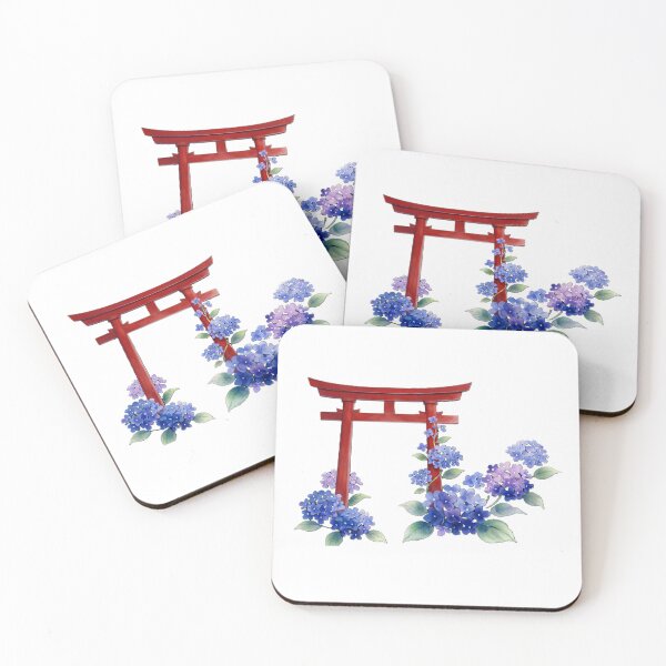 Item preview, Serene Torii Gate and Hydrangeas in Rainy Season designed and sold by SakuraMarket26.