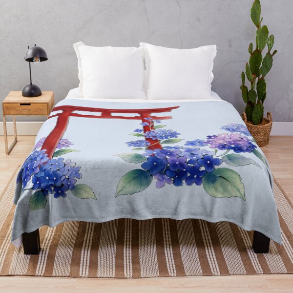 Item preview, Serene Torii Gate and Hydrangeas in Rainy Season designed and sold by SakuraMarket26.
