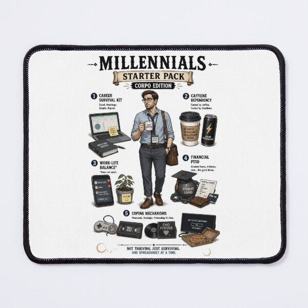 Item preview, Millennial Starter Pack Meme – Corporate Life Funny Office Design designed and sold by Airimo.