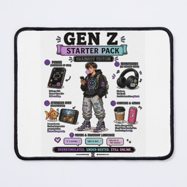 Item preview, Gen Z Starter Pack Meme – Brainrot Edition Funny Internet Culture Design designed and sold by Airimo.