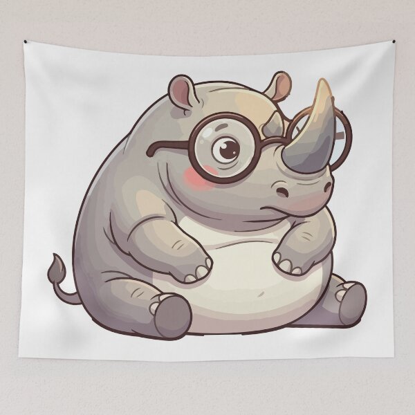 Item preview, Near Sighted Chubby Unicorn Funny Rhinoceros With Glasses designed and sold by Petzzz.