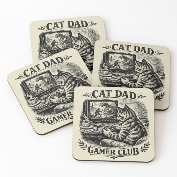 Item preview, Cat Dad Gamer Club Shirt – Funny Gaming Gift Vintage Pen and Ink Style designed and sold by Comfort-shirt.