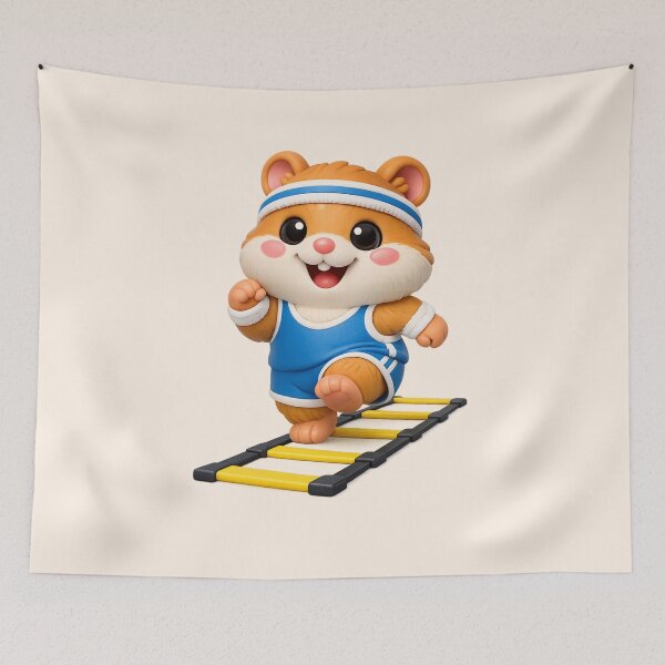 Item preview, Cute Gym Hamster Agility Workout | Kawaii Fitness Animal 3D CGI designed and sold by Moons Studio.