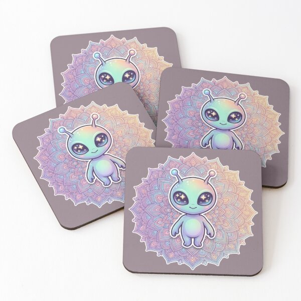 Item preview, Cute Starry-Eyed Alien - Cosmic Zen Mandala designed and sold by Chromatic Artistry.