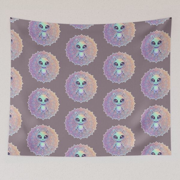 Item preview, Cute Starry-Eyed Alien - Cosmic Zen Mandala designed and sold by Chromatic Artistry.
