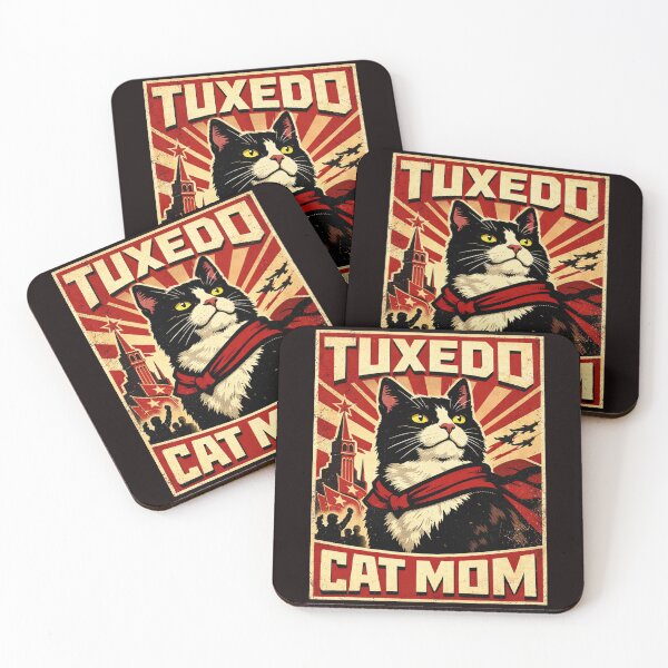 Item preview, Tuxedo Cat Mom – Retro Propaganda Poster Style Cat Lover Shirt designed and sold by Comfort-shirt.