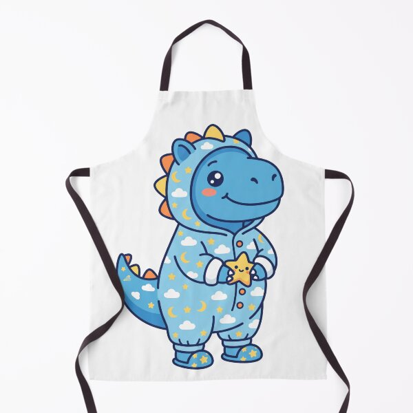 Aperçu de l'œuvre Dinosaure Kawaii endormi en pyjama étoilé créée et vendue par seven things shop.