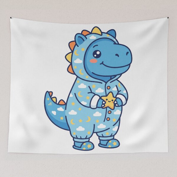 Item preview, Sleepy Kawaii Dinosaur in Starry Pajamas designed and sold by seven things shop.