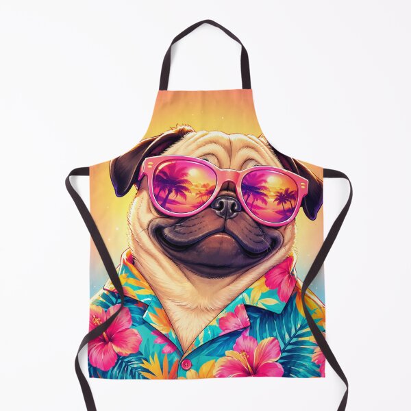 Item preview, Cool Pug in Sunglasses – Chill Summer Vibes Kawaii Dog in Hawaiian Shirt designed and sold by MarekoraStudio.