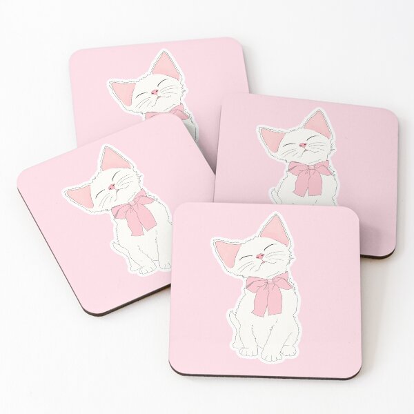 Item preview, Mini oatmeal kitty smiling with pink ribbon  designed and sold by sara747.
