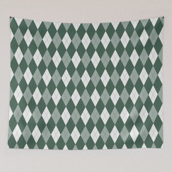 Item preview, White And Forest Green Argyle Pattern designed and sold by pattern-archive.