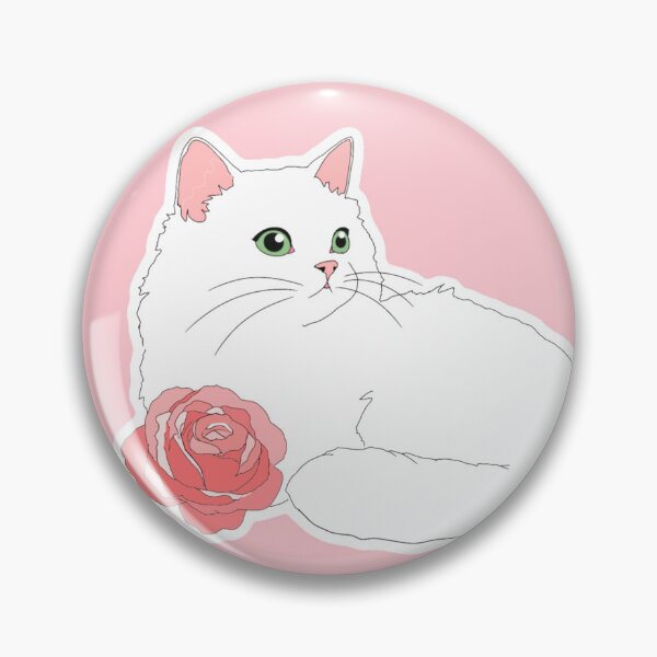 Item preview, Big eyed white cat resting with big rose designed and sold by sara747.