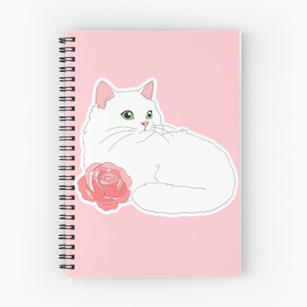 Item preview, Big eyed white cat resting with big rose designed and sold by sara747.