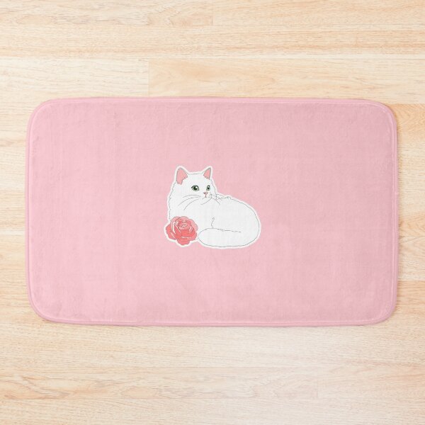 Item preview, Big eyed white cat resting with big rose designed and sold by sara747.