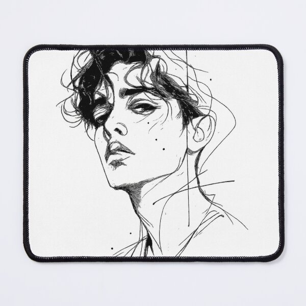 Item preview, Raw Emotion – Minimalist Sketch Portrait designed and sold by Alpha-mike13.