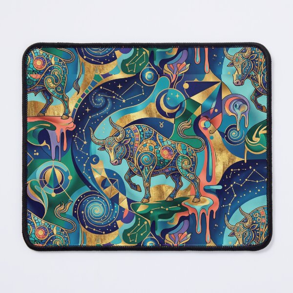 Item preview, Taurus. Zodiac sign Taurus. Gold, blue, red. Abstraction. designed and sold by Natalia-Vlad.