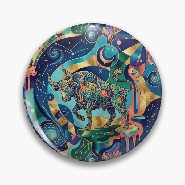 Item preview, Taurus. Zodiac sign Taurus. Gold, blue, red. Abstraction. designed and sold by Natalia-Vlad.