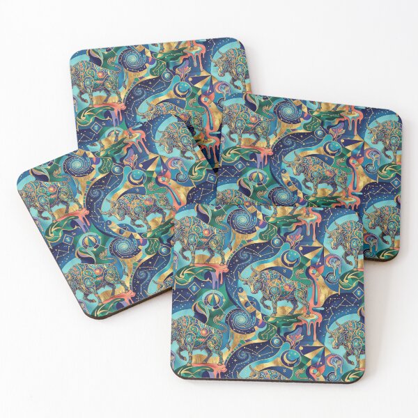 Item preview, Taurus. Zodiac sign Taurus. Gold, blue, red. Abstraction. designed and sold by Natalia-Vlad.