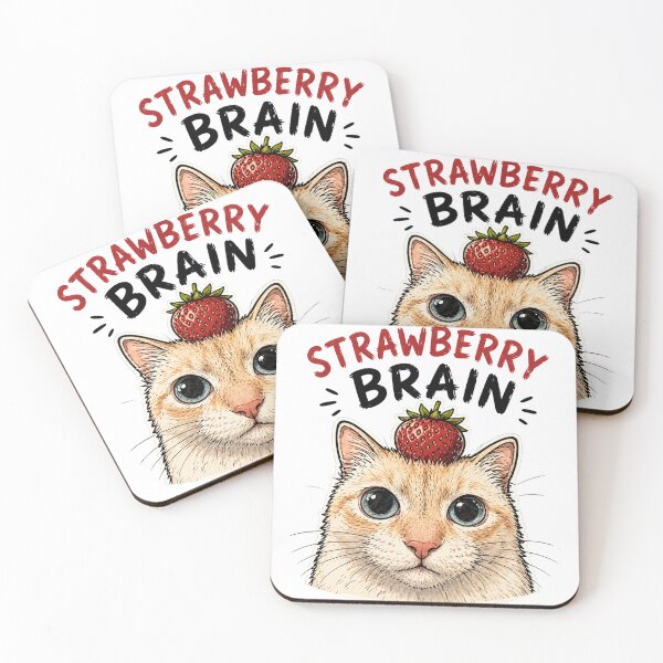 Item preview, Cute Strawberry Cat T-Shirt – “Strawberry Brain” designed and sold by McPurrface.