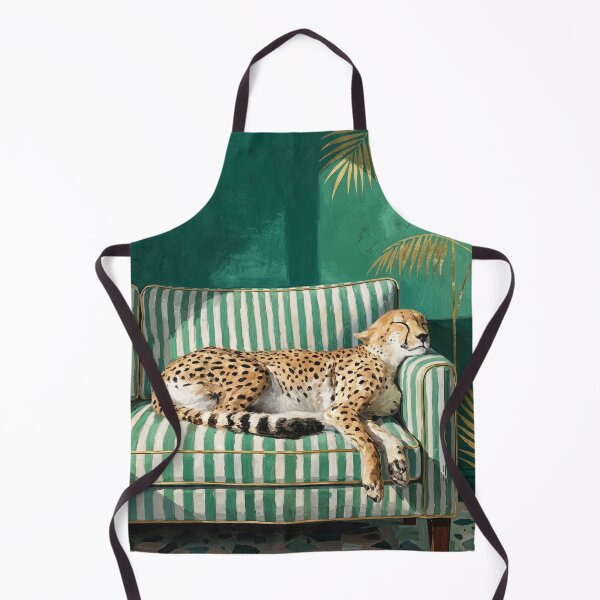 Item preview, Vintage Sleeping Cheetah on Striped Sofa Poster designed and sold by STTrillionTEES.