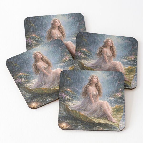 Item preview, The Floating Leaf Fairy Mystical Rain Scene designed and sold by doinitzart.