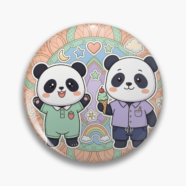 Item preview, Cute Kawaii Panda Friends Sharing Ice Cream and Mandala Art designed and sold by Chromatic Artistry.