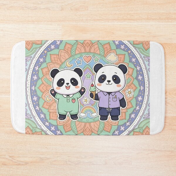 Item preview, Cute Kawaii Panda Friends Sharing Ice Cream and Mandala Art designed and sold by Chromatic Artistry.