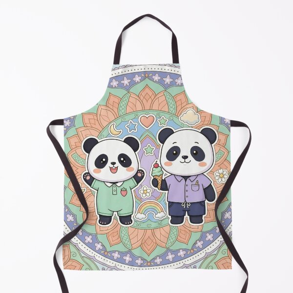 Item preview, Cute Kawaii Panda Friends Sharing Ice Cream and Mandala Art designed and sold by Chromatic Artistry.