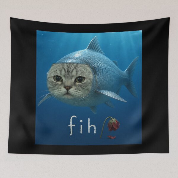 Item preview, Fih Meme Funny Cat Fish Cat Meme Trend Fih designed and sold by will freed18.