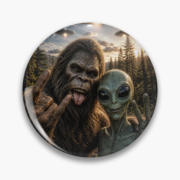 Item preview, Bigfoot Alien Selfie Rock On Peace Sign Funny UFO bigfoot designed and sold by will freed18.