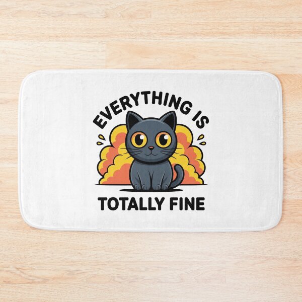 Item preview, Cute Black Cat Everything Is Totally Fine T-Shirt Decal designed and sold by Mr-wow.