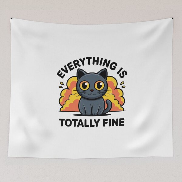 Item preview, Cute Black Cat Everything Is Totally Fine T-Shirt Decal designed and sold by Mr-wow.