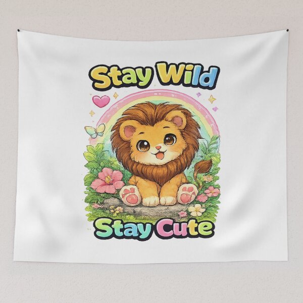 Item preview, Cute Lion Stay Wild Stay Cute – Kawaii Lion Cub | Adorable Animal Motivational Design designed and sold by Clothes With Smiling Animals Walt Gral.