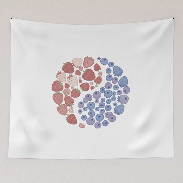 Item preview, Fruit Yin Yang design, Cute strawberries & Blueberries  designed and sold by Lunevalleyart.